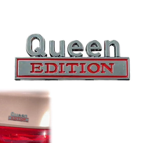Queen Edition 3D Metal Emblem Sticker, Raised Lettering Vehicle Decal, Waterproof Universal Car Nameplate