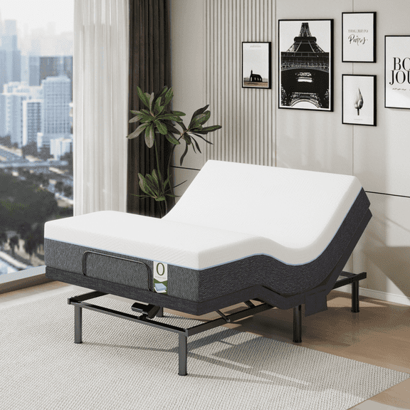 Queen Electric Adjustable Bed Frame with Mattress, Head & Foot Incline, Under-Bed Lighting, Adjustable Legs, Zero Gravity Feature, 4 USB Ports, Wireless Remote Control, Easy Assembly