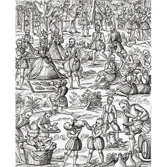 Queen Elizabeth I At A Royal Picnic From The Book Short History of The English People by J.R. Green Published London 1893 Poster Print, 13 x 16