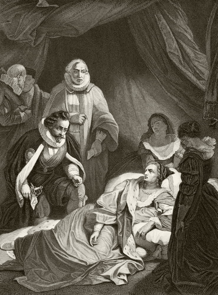 Queen Elizabeth I On Her Deathbed From The National And Domestic History Of England By William Aubrey Published London Circa 1890 Canvas Art - Ken Welsh Design Pics (12 x 17)