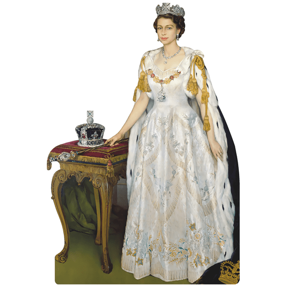 Queen Elizabeth II Coronation Robes 1950s Cardboard Cutout Standee Standup