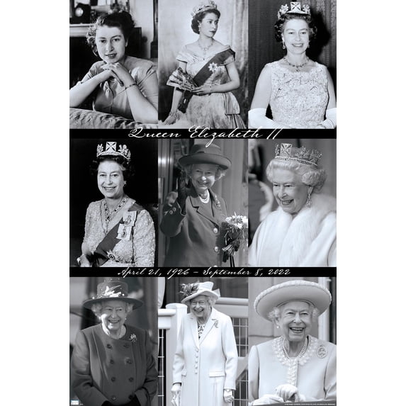 Queen Elizabeth II - Grid Wall Poster, 14.725" x 22.375"