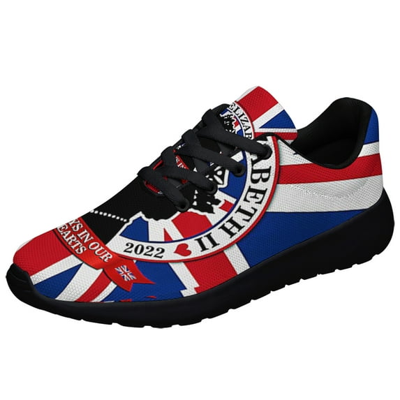 Queen Elizabeth II Memorial Always In Our Hearts Union Jack Shoes Sneakers Black Size 13