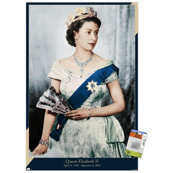 Queen Elizabeth II - Queen Wall Poster with Pushpins, 22.375" x 34"