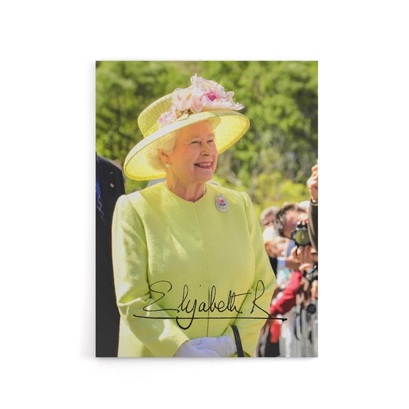 Queen Elizabeth II Signature Canvas Wall Art Print 12X16"