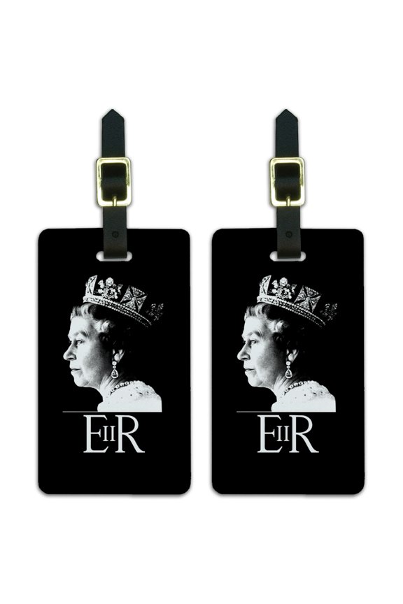 Queen Elizabeth II Silhouette Luggage ID Tags Suitcase Carry-On Cards - Set of 2