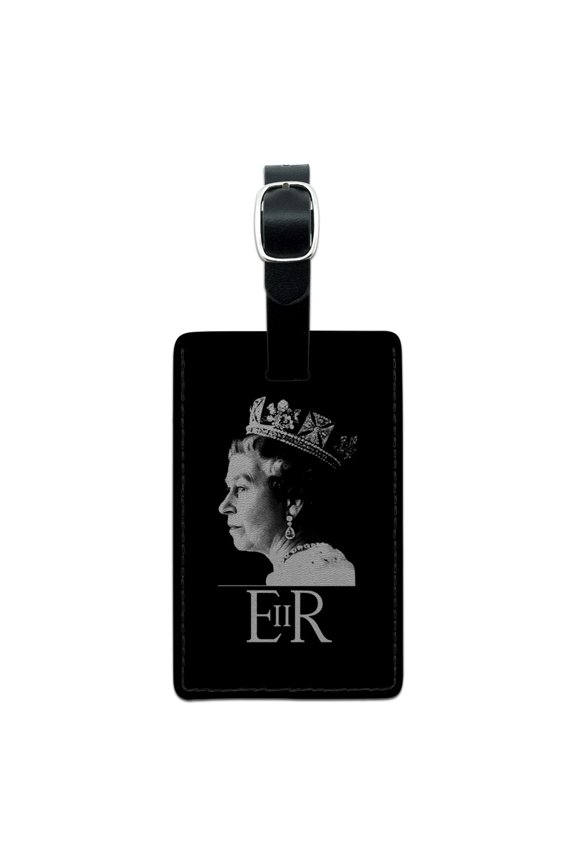 Queen Elizabeth II Silhouette Rectangle Leather Luggage Card Carry-On ID Tag
