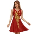 thumbnail image 1 of Queen Embroidery Dress Summer Street Style Dresses Female Sleeveless Printed Sundress, 1 of 7