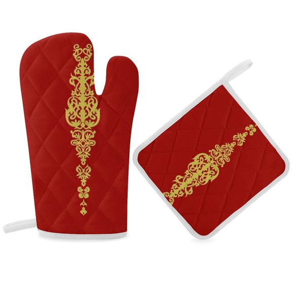 Queen Embroidery Oven Gloves And Pots Stand Set Oven Gloves And Pot Racks Pot Racks And Oven Gloves Set