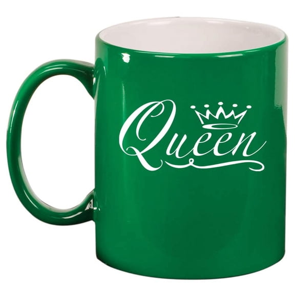 Queen Fancy Ceramic Coffee Mug Tea Cup Gift (11oz Green)
