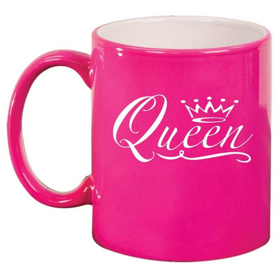 Queen Fancy Ceramic Coffee Mug Tea Cup Gift (11oz Hot Pink)