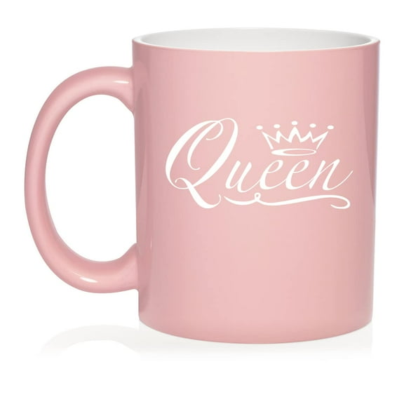 Queen Fancy Ceramic Coffee Mug Tea Cup Gift (11oz Light Pink)