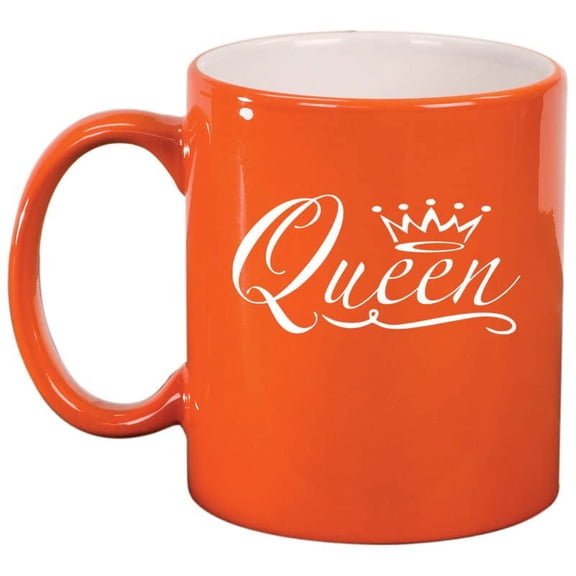 Queen Fancy Ceramic Coffee Mug Tea Cup Gift (11oz Orange)