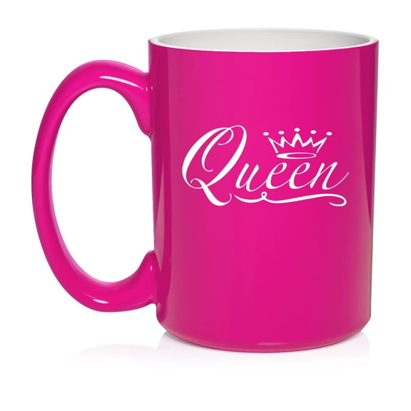 Queen Fancy Ceramic Coffee Mug Tea Cup Gift (15oz Hot Pink)