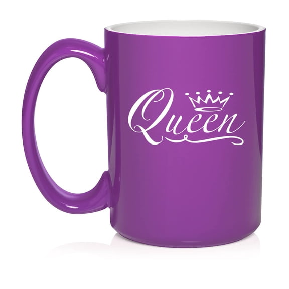 Queen Fancy Ceramic Coffee Mug Tea Cup Gift (15oz Purple)