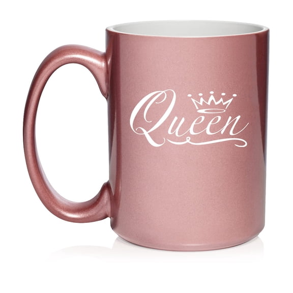 Queen Fancy Ceramic Coffee Mug Tea Cup Gift (15oz Rose Gold)