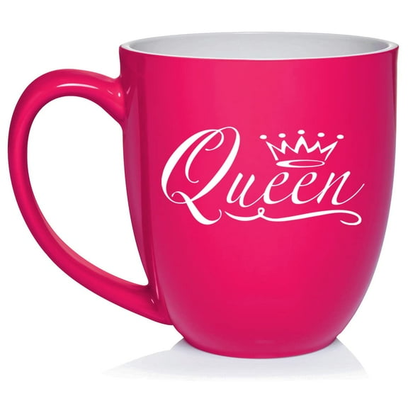 Queen Fancy Ceramic Coffee Mug Tea Cup Gift (16oz Hot Pink)