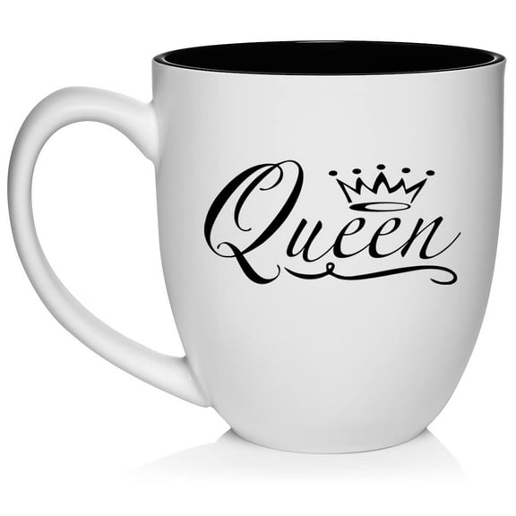 Queen Fancy Ceramic Coffee Mug Tea Cup Gift (16oz White)