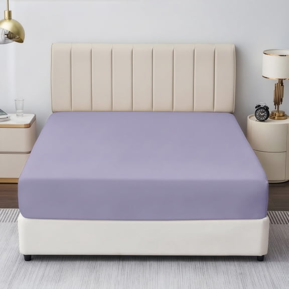 Queen Fitted Sheet - 600 Thread Count Egyptian Cotton, Sateen Weave Cooling Bed Sheet, 16-Inch Deep Pockets with No-Pop Elastic, Soft, Breathable, and Durable Bottom Sheet (Lavender)