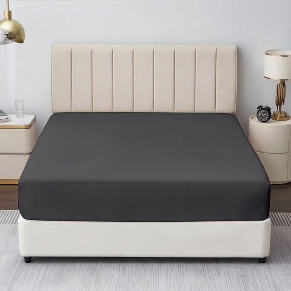Queen Fitted Sheet - 600 Thread Count Egyptian Cotton, Sateen Weave Cooling Bed Sheet, 16-Inch Deep Pockets with No-Pop Elastic, Soft, Breathable, and Durable Bottom Sheet (Dark Grey)