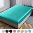 thumbnail image 1 of Queen Fitted Sheet Deep Pocket Bed Sheet Satin Silk Sheets Ultra Soft Machine Washable Bed Sheet, 1 of 9