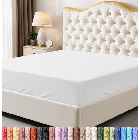 Queen Fitted Sheet Only, Deep Pocket Soft Microfiber Bottom Sheet, White Bed Sheet for Mattress 8-15 Inch, Shrinkage & Fade Resistant, Easy Care Breathable - 1 Piece