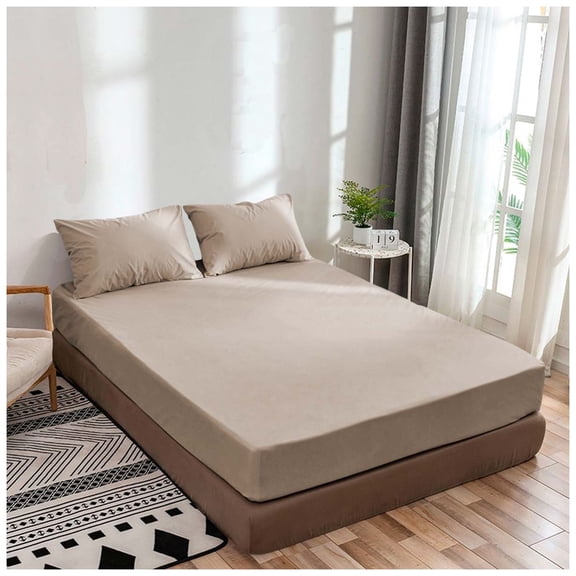 Queen Fitted Sheet Only, Luxurious Collections Softest 400 Thread Count 100% Cotton Sateen, 8" deep Pocket, All-Around Elastic, Taupe