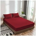 thumbnail image 1 of Queen Fitted Sheet Only, Softest 400 Thread Count 100% Cotton Sateen, 8" Deep Pocket, All-Around Elastic, Burgundy, 1 of 3
