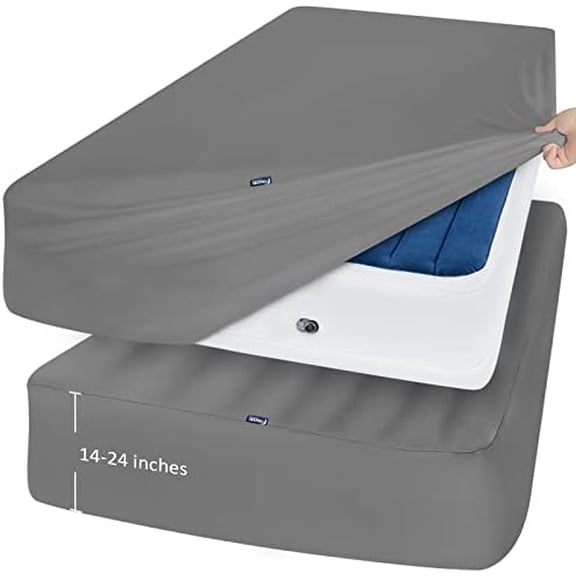 Queen Fitted Sheet Only, Ultra Soft Fitted Sheet Queen Fits Air Mattress and Pillow Top Thick Mattress Up to 24 Inch, Extra Deep Pocket Queen Sheets 2 Pack, Grey