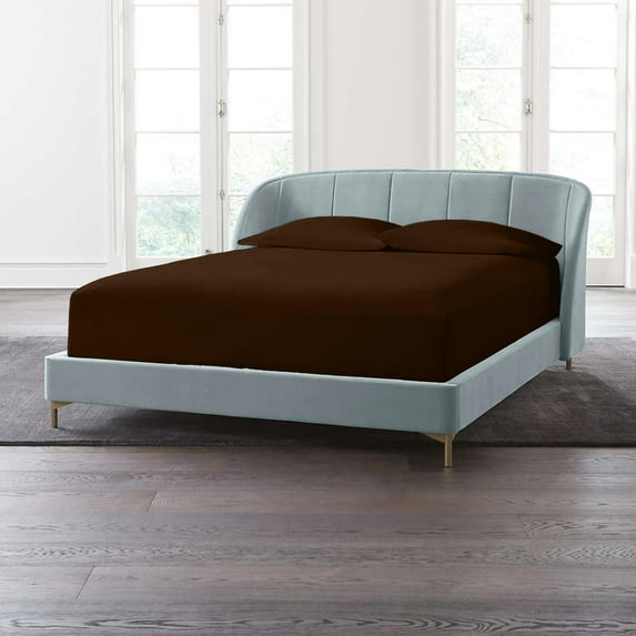 Queen Fitted Sheet with 2 Pillowcases 600-TC Egyptian Cotton 18" Deep Pockets 3-PC Set - Chocolate