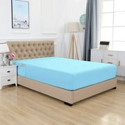 18 Inc Fitted Sheet with Storage Pocket, Queen Aqua