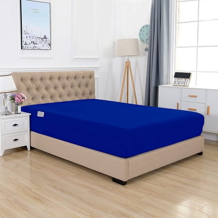 Elegant Comfort Queen Fitted Sheet With Smart Storage Pockets, Ultra-soft Microfiber, Royal Blue