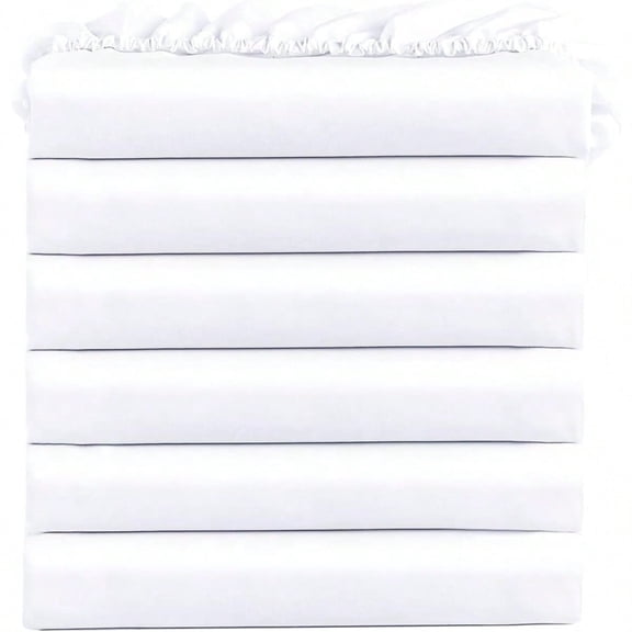 Queen Fitted Sheets Bulk Pack Of 6 Deep Pocket Soft Microfiber Bottom Sheets For Home Salons Hotels Queen Size Fitted Sheets Only White