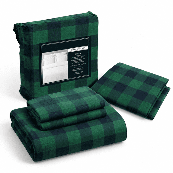 Queen Flannel Sheet Set - Double Brushed For Extra Softness Breathable ...