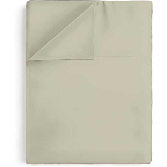 Queen Flat Sheet - 100% Egyptian Cotton, 600 Thread Count Sateen Weave - Ultra-Soft, Breathable, and Cooling - Premium Hotel-Quality Top Sheet Only - (Beige, Queen)