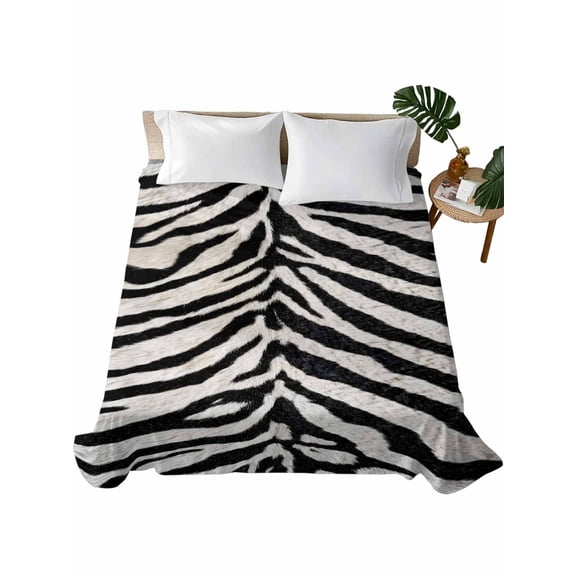 Queen Flat Sheet 90"x102", Black White Zebras Soft Lightweight Bedding Flat Sheets Only, Vintage Abstract Art Brushed Microfiber Top Bed Sheet, Breathable StainResistant Bedsheets