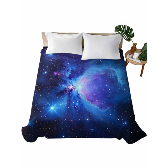 Queen Flat Sheet 90"x102", Starry Sky Soft Lightweight Bedding Flat Sheets Only, Modern Minimalism Night Star Scenery Art Brushed Microfiber Top Bed Sheet, Breathable StainResistant Bedsheets