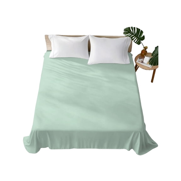 Queen Flat Sheet Mint Green Flat Sheets Only Soft Breathable Microfiber Bedding Top Sheets Luxury Hotel Quality Modern Solid Color Queen Bed Sheet for All Season Bedroom Dorm Home Decor