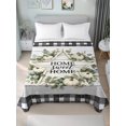 thumbnail image 1 of Queen Flat Sheet Only Sweet Home Words Fall Pumpkins Soft Microfiber Cooling Bedding Sheets Blue White Plaid Flat Bed Sheet for Hotel,Home Decor, 1 of 9