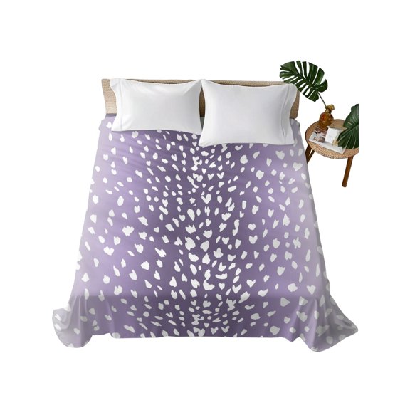Queen Flat Sheet Purple Dots Texture Flat Sheets Only Soft Breathable Microfiber Bedding Top Sheets Luxury Hotel Quality Modern Ombre Fawn Pattern Queen Bed Sheet for All Season Bedroom Dorm