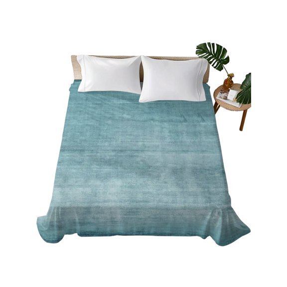 Queen Flat Sheet Turquoise Linen Flat Sheets Only Soft Breathable Microfiber Bedding Top Sheets Luxury Hotel Quality Solid Color Texture Queen Bed Sheet for All Season Bedroom Dorm Home Decor