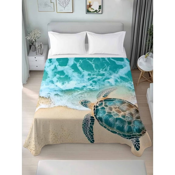 Queen Flat&nbsp;Sheet&nbsp;Only Sea ​​turtle Summer Beach Soft&nbsp;Microfiber&nbsp;Cooling&nbsp;Bedding&nbsp;Sheets Ocean Blue Water Flat&nbsp;Bed&nbsp;Sheet&nbsp;for&nbsp;Hotel&nbsp;Home&nbsp;Decor