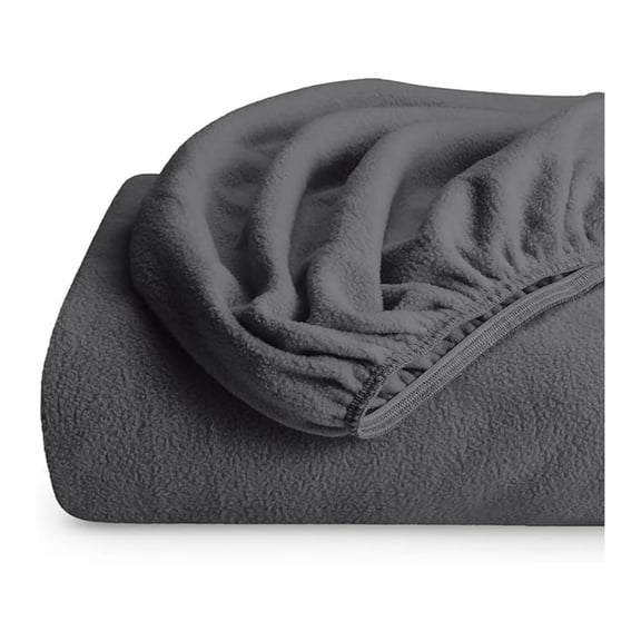 Queen Fleece Fitted Sheet 2 Pack - Polar Fleece, Deep Pocket, Extra Soft & Plush - All Season Cozy Warmth, No-Pilling - Grey