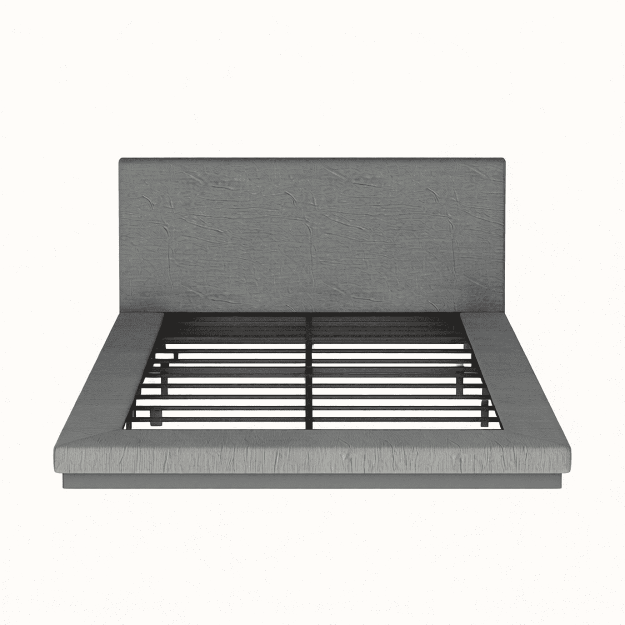 Queen Floating Bed Frame with Upholstered Headboard, Low Profile Metal ...