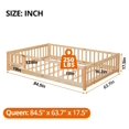 Queen Floor Bed for Children, Sturdy Wood Montessori Bed Frame with