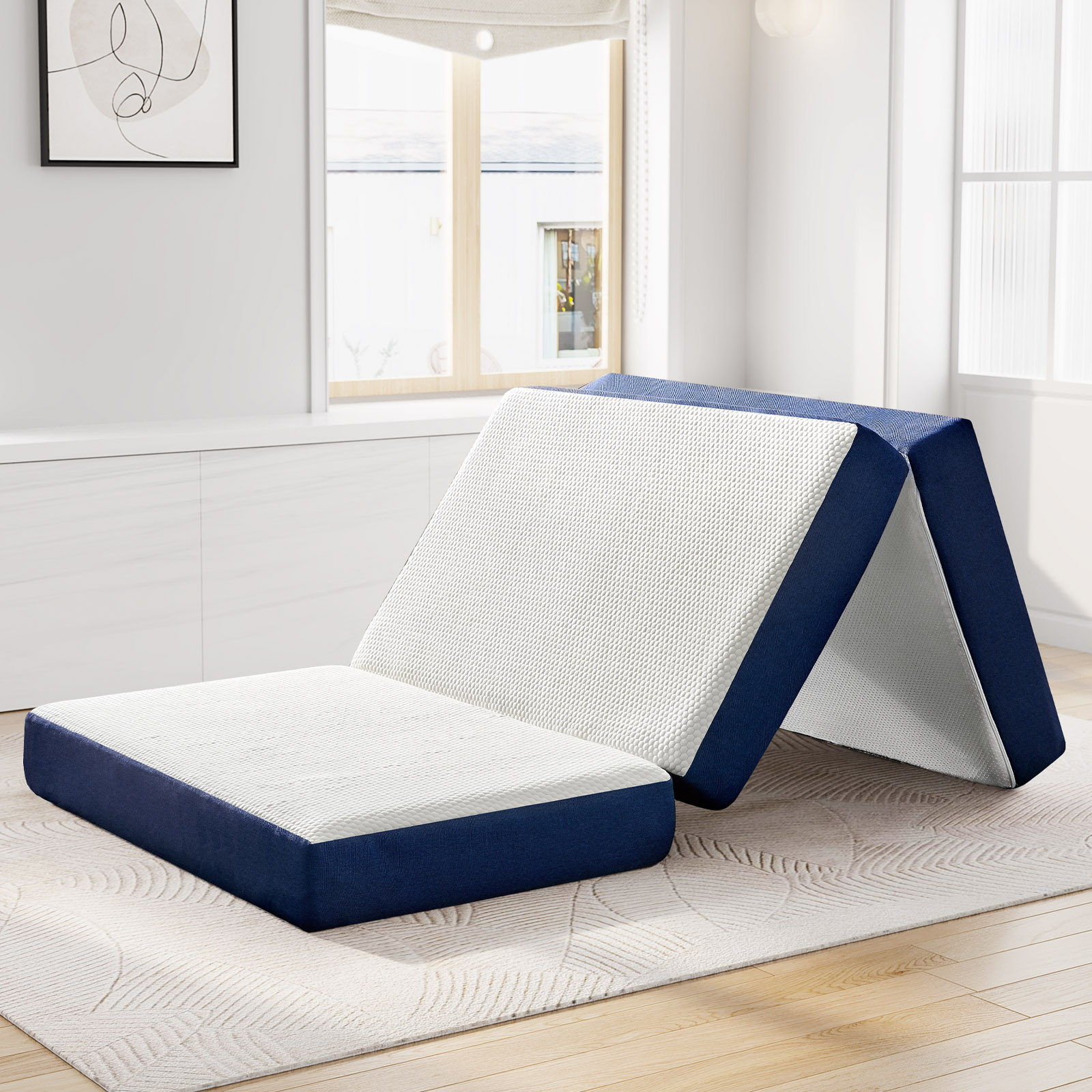 Milliard Tri Folding Memory Foam Mattress with Washable Cover Queen (78