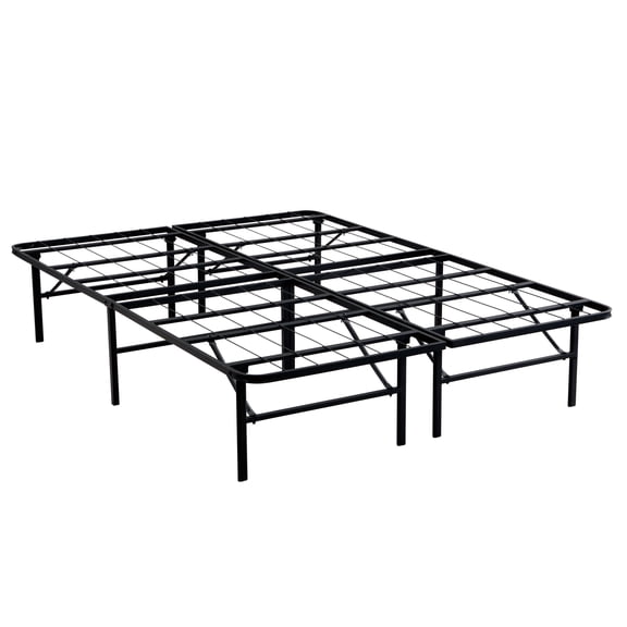 Queen Folding Metal Platform Bed Frame 14 Inch Heavy Duty Steel Slats Under Bed Storage Black