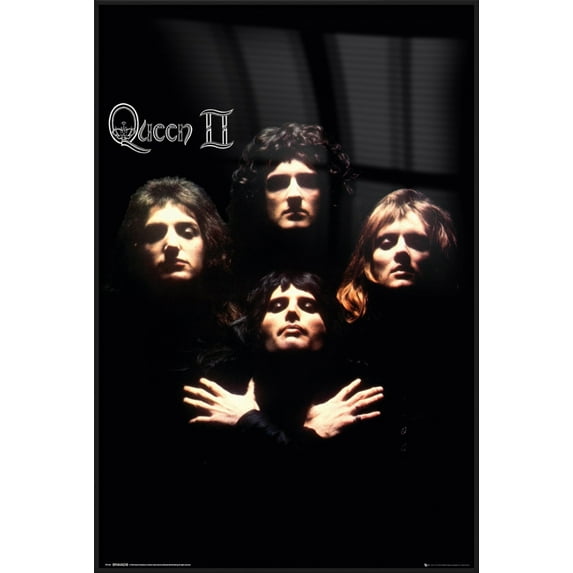 Queen - Framed Music Poster (Bohemian Rhapsody - Queen II - Album Cover) (Size: 24" X 36") (Black Aluminum Frame)