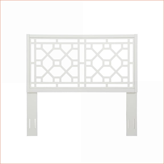 Queen/Full Size Solid Poplar Wood Headboard - Classic Chippendale Style Adjustable Height White for Bedrooms