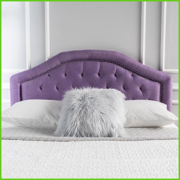 Queen & Full Size Upholstered Headboard - Camelback Silhouette with Adjustable Legs, Diamond Stitch & Nailhead Accents for Bedroom